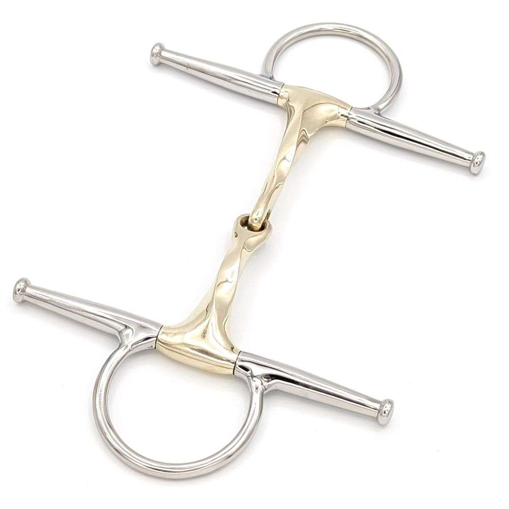 full cheek twisted brass bit angled view