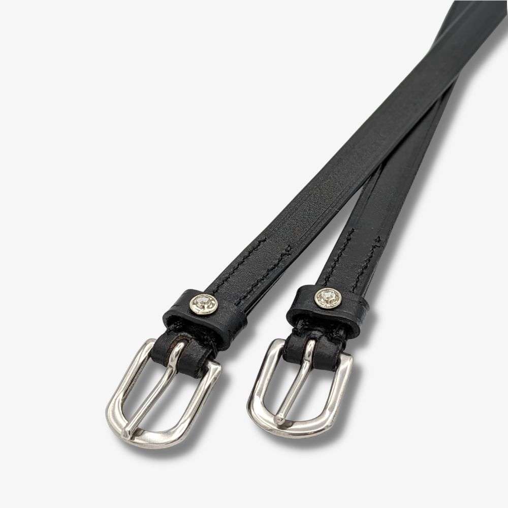 single crystal ladies leather spur straps black
