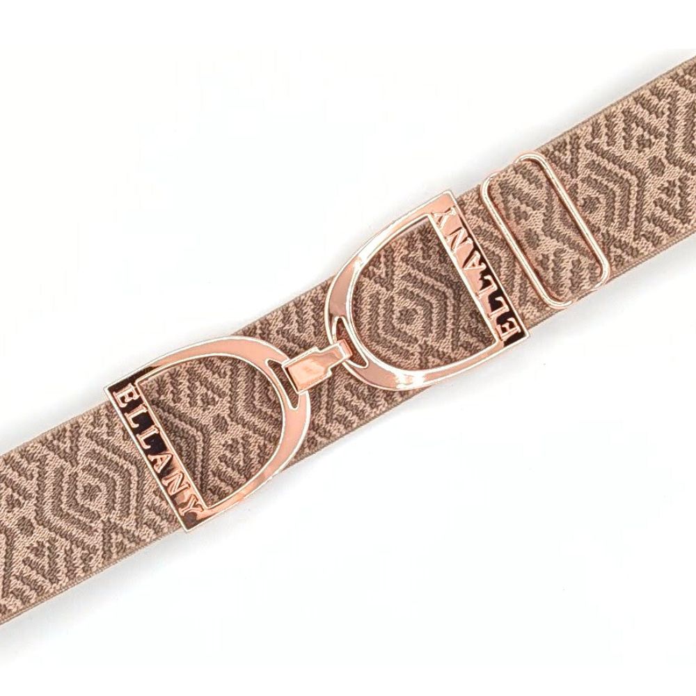 ELLANY 1.5 Rose Gold Buckle Tribal Taupe Elastic Belt