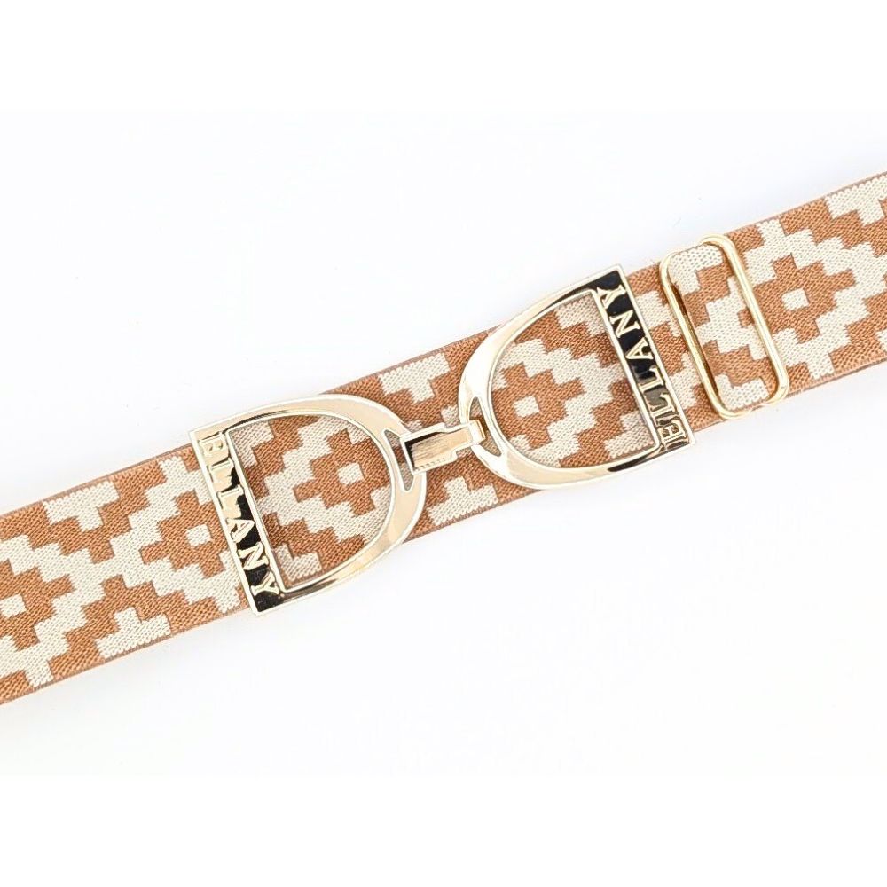 ELLANY 1.5" Gold Stirrup Carmel Polo Belt
