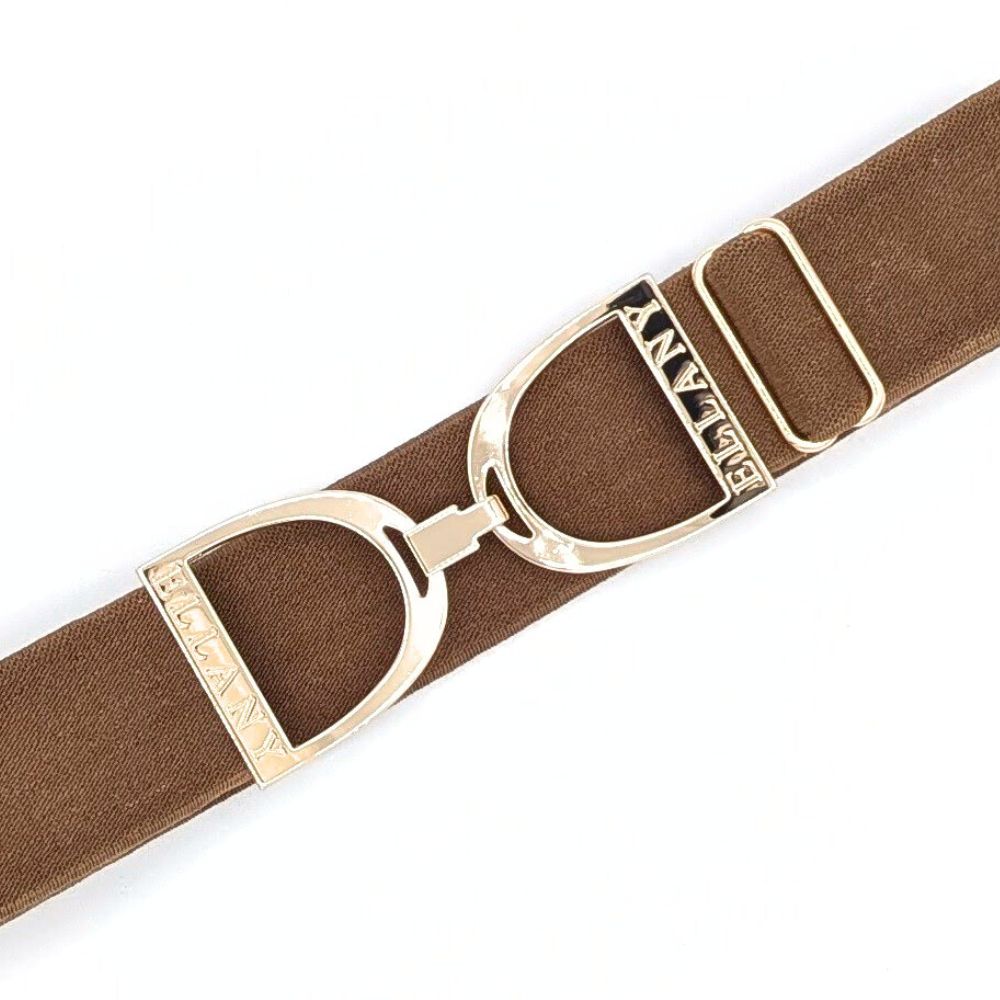 ELLANY 1.5" Gold Stirrup Toffee Belt