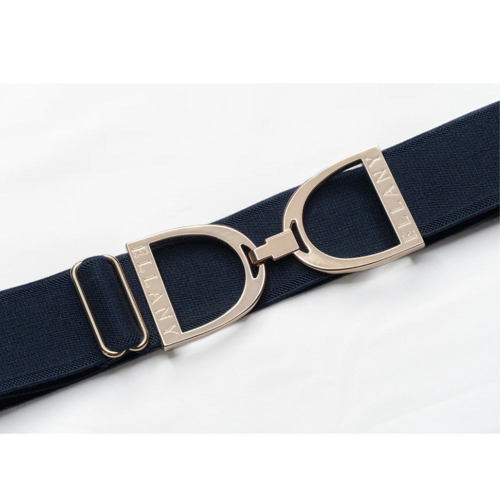 ELLANY 1.5" Gold Stirrup Navy Belt
