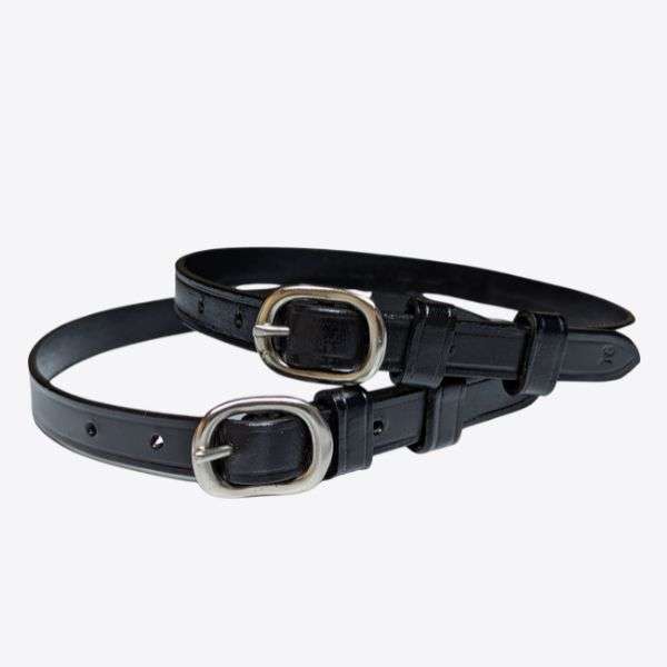 ladies 3/8" premium leather english spur straps black