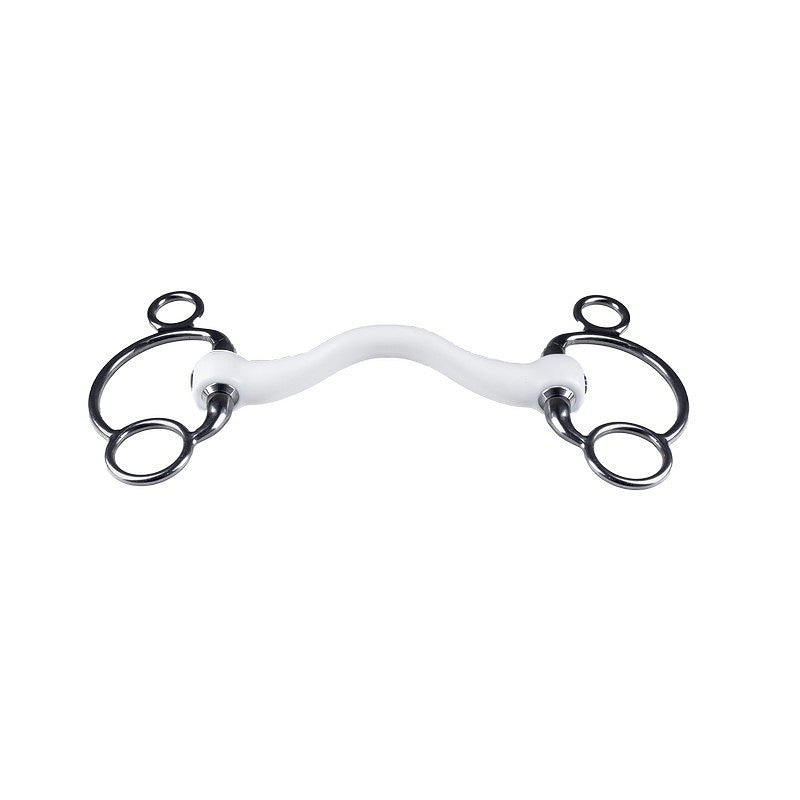 trust innosense white medium port bit with universal eggbutt cheeks on a white background