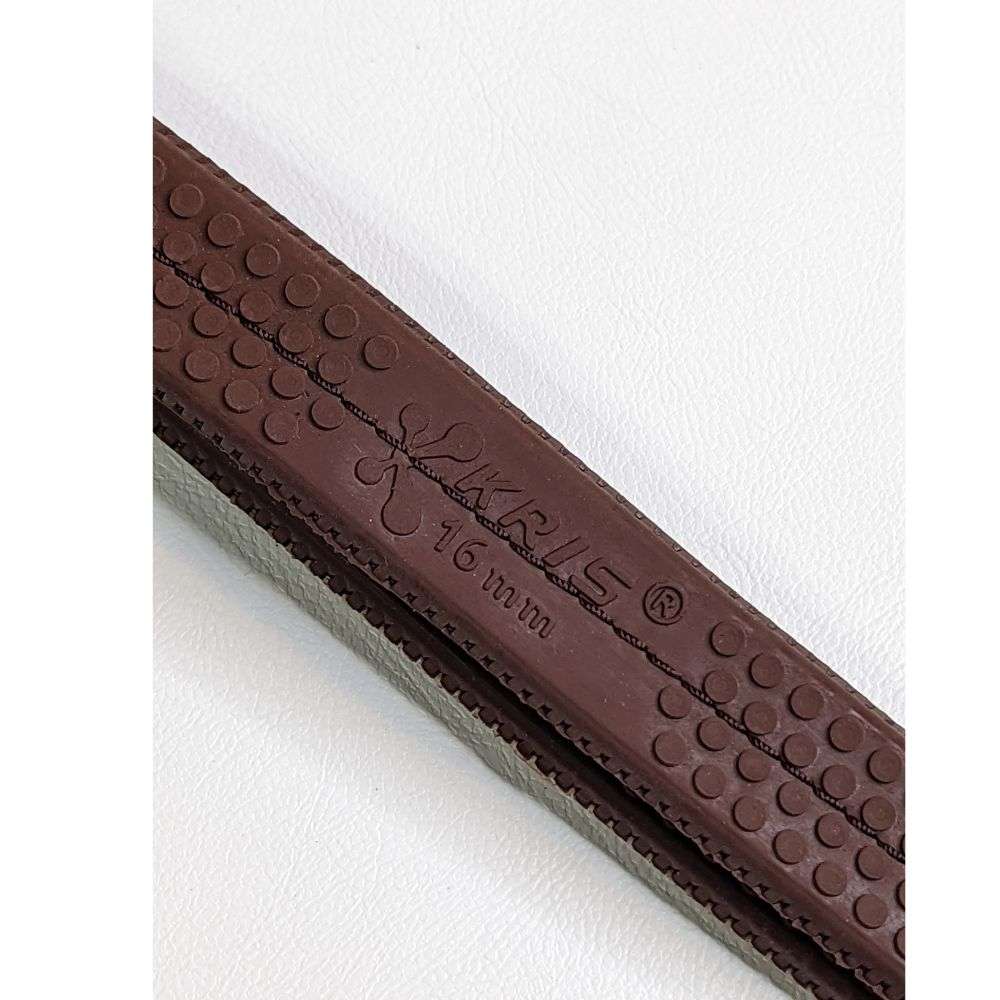 Kris soft rubber reins brown close up