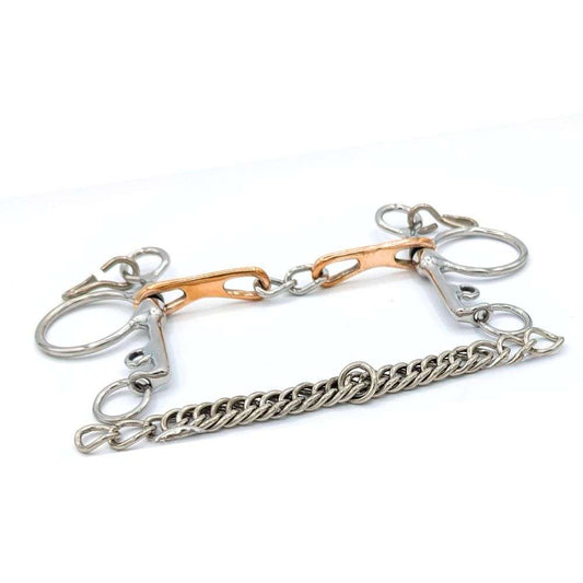 copper teardrop tom thumb pelham bit closeup