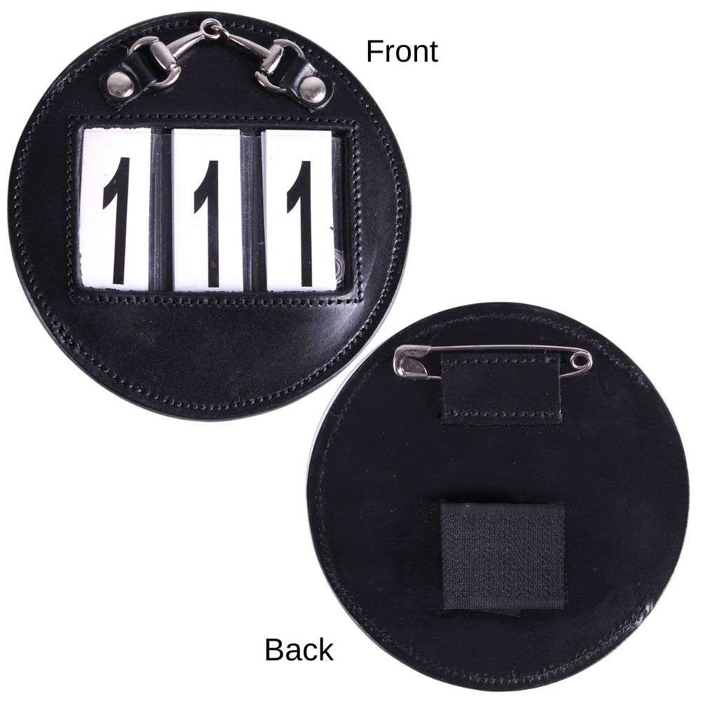 leather number holder front back black