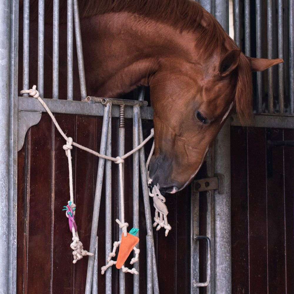 qhp stall hanger toy chestnut horse