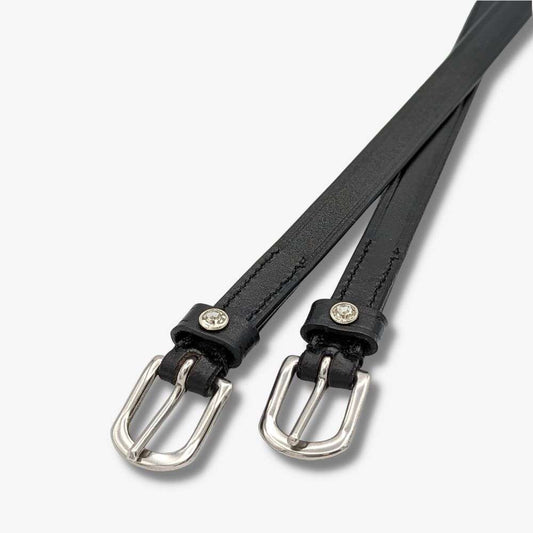 single crystal ladies leather spur straps black