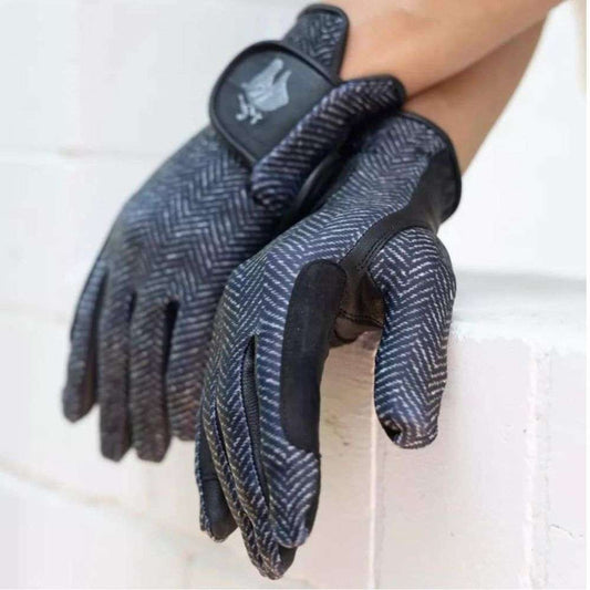 Sixteen Cypress Riding Gloves Black Herringbone