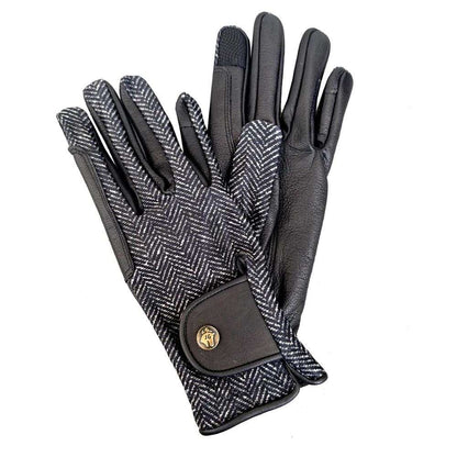 sixteen cypress riding gloves black herringbone