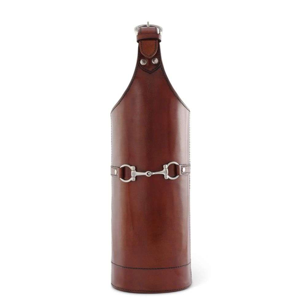 vagabond house leather snaffle bit wine carrier front
