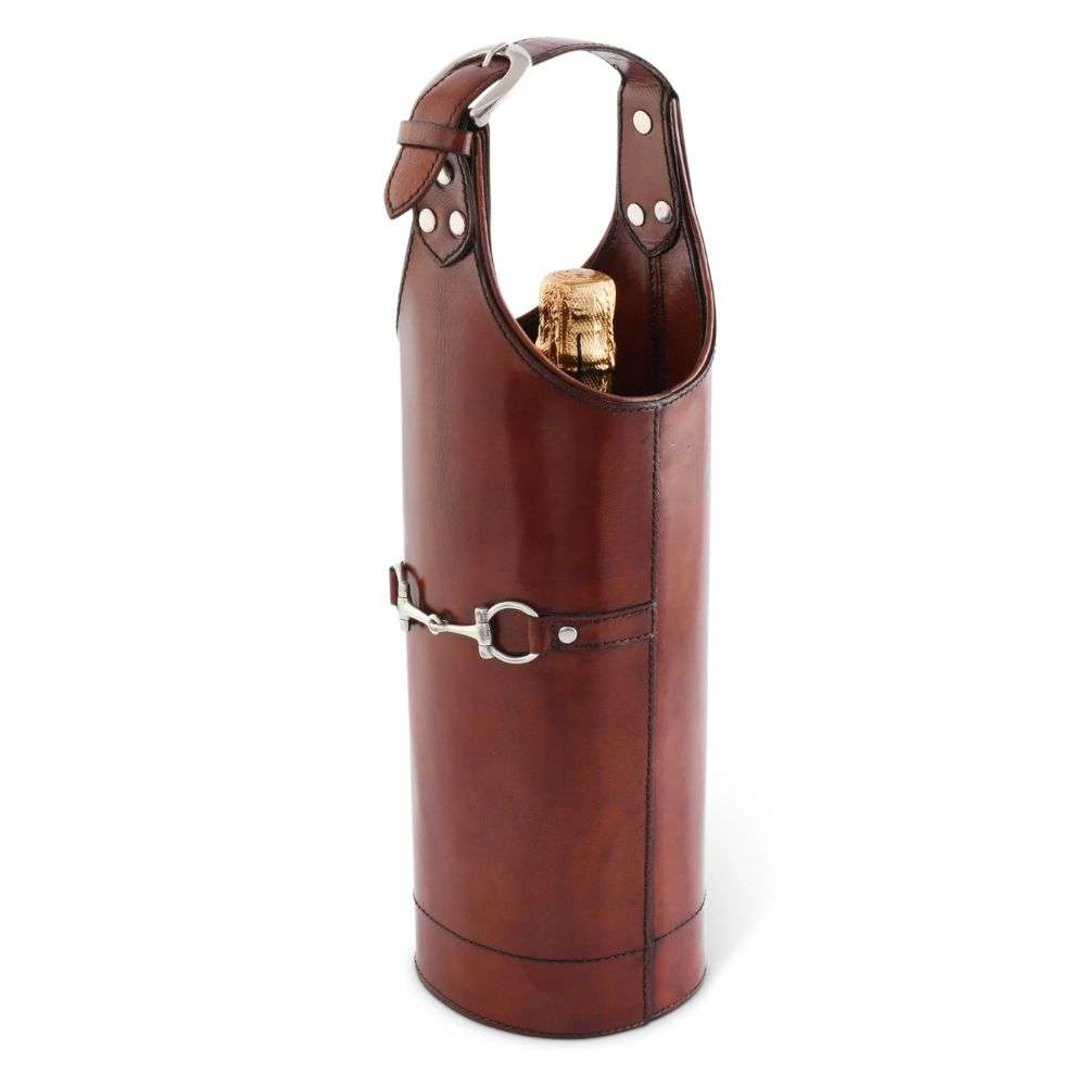 vagabond house leather snaffle bit wine carrier