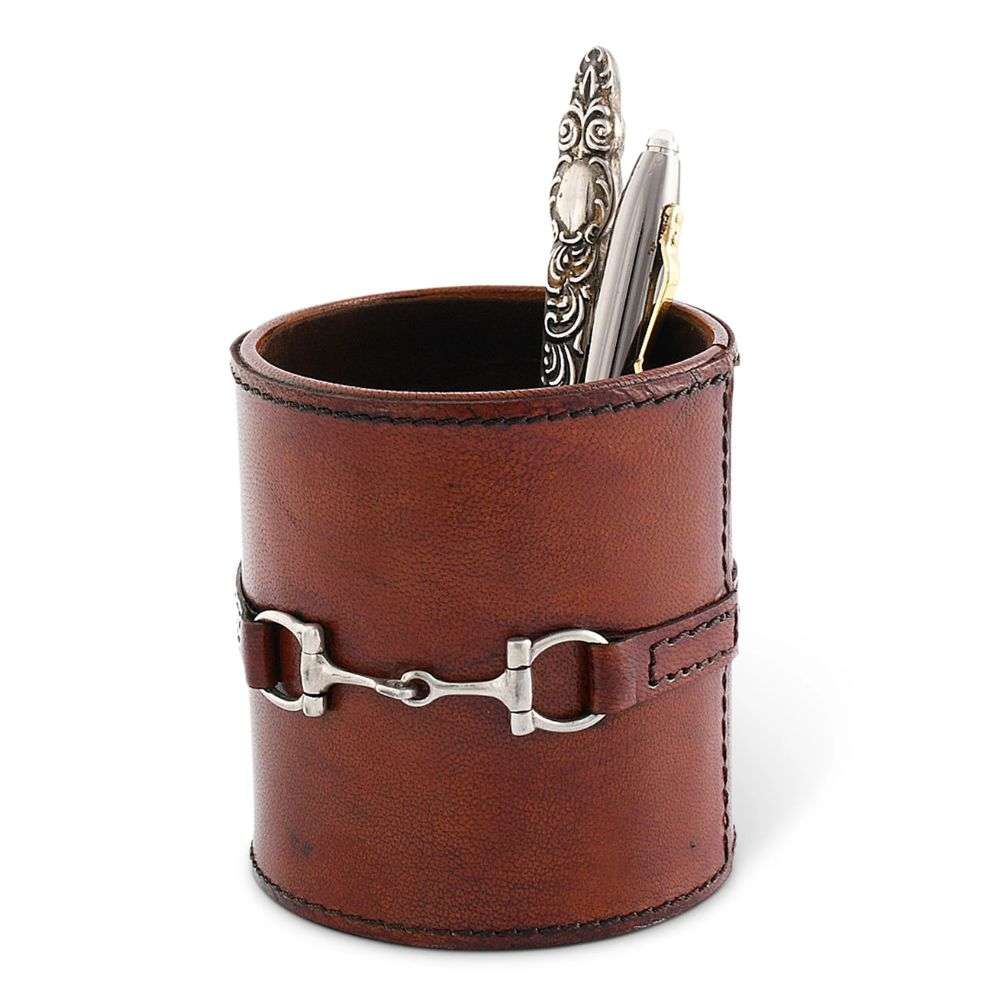 vagabond house leather snaffle office pen holder