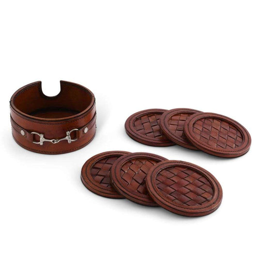 vagabond house premium leather drink coasters