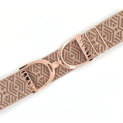 ELLANY 1.5 Rose Gold Buckle Tribal Taupe Elastic Belt