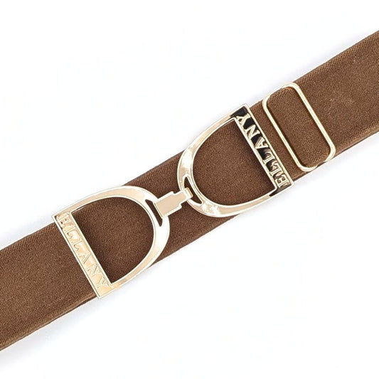ELLANY 1.5" Gold Stirrup Toffee Belt