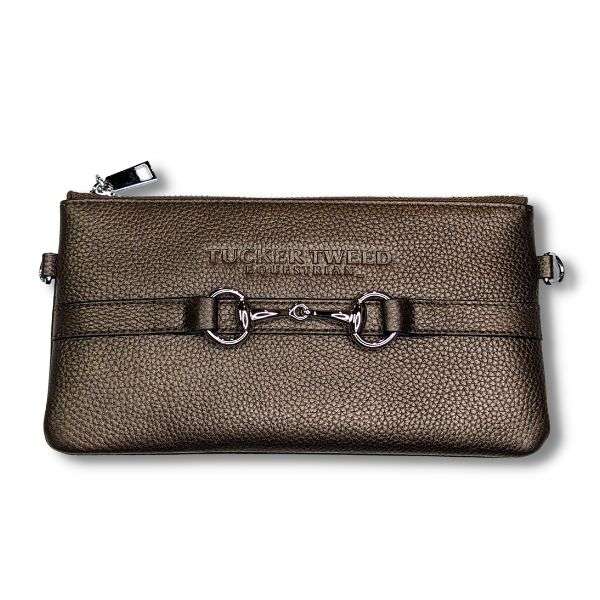 Tucker Tweed Wellington Wristlet Purse Bronze and Silver