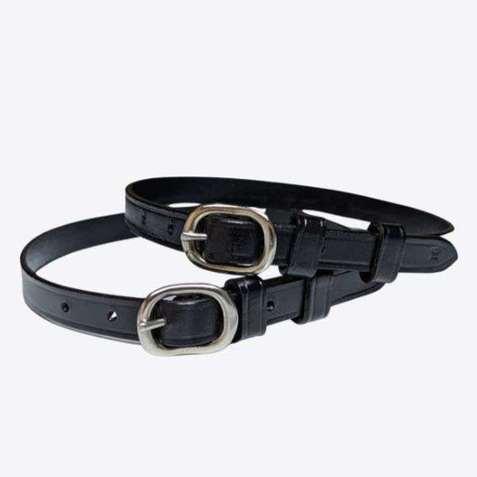 ladies 3/8" premium leather english spur straps black