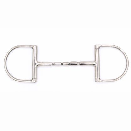 Stainless steel Hunter Dee bit with a 3‑barrel mullen mouthpiece and independently moving D‑shaped cheeks, shown on a white background.