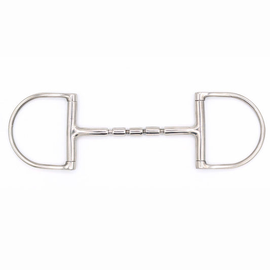 Stainless steel Hunter Dee bit with a 3‑barrel mullen mouthpiece and independently moving D‑shaped cheeks, shown on a white background.