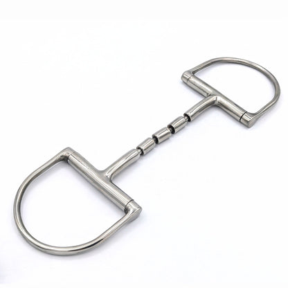 Stainless steel Hunter Dee bit with a flexible multi‑jointed barrel mullen mouthpiece, shown on a white background for clear product detail.