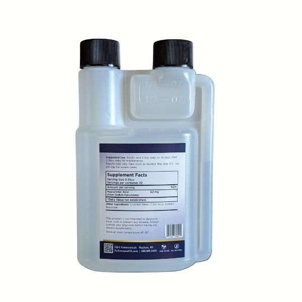 performance ha human joint supplement back of 8oz label