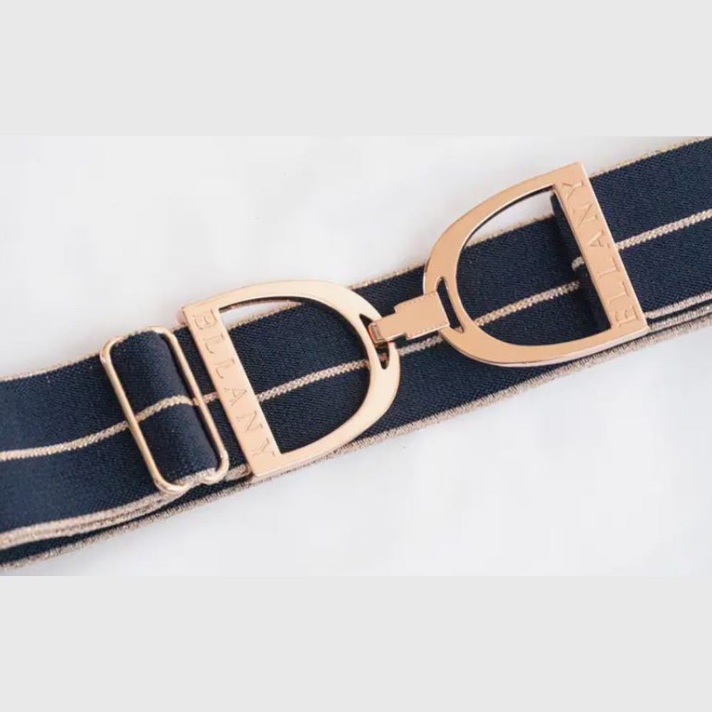 ellany kaylie navy and rose gold english riding belt