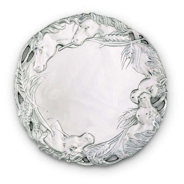 Arthur Court Horse Wheat Round Tray