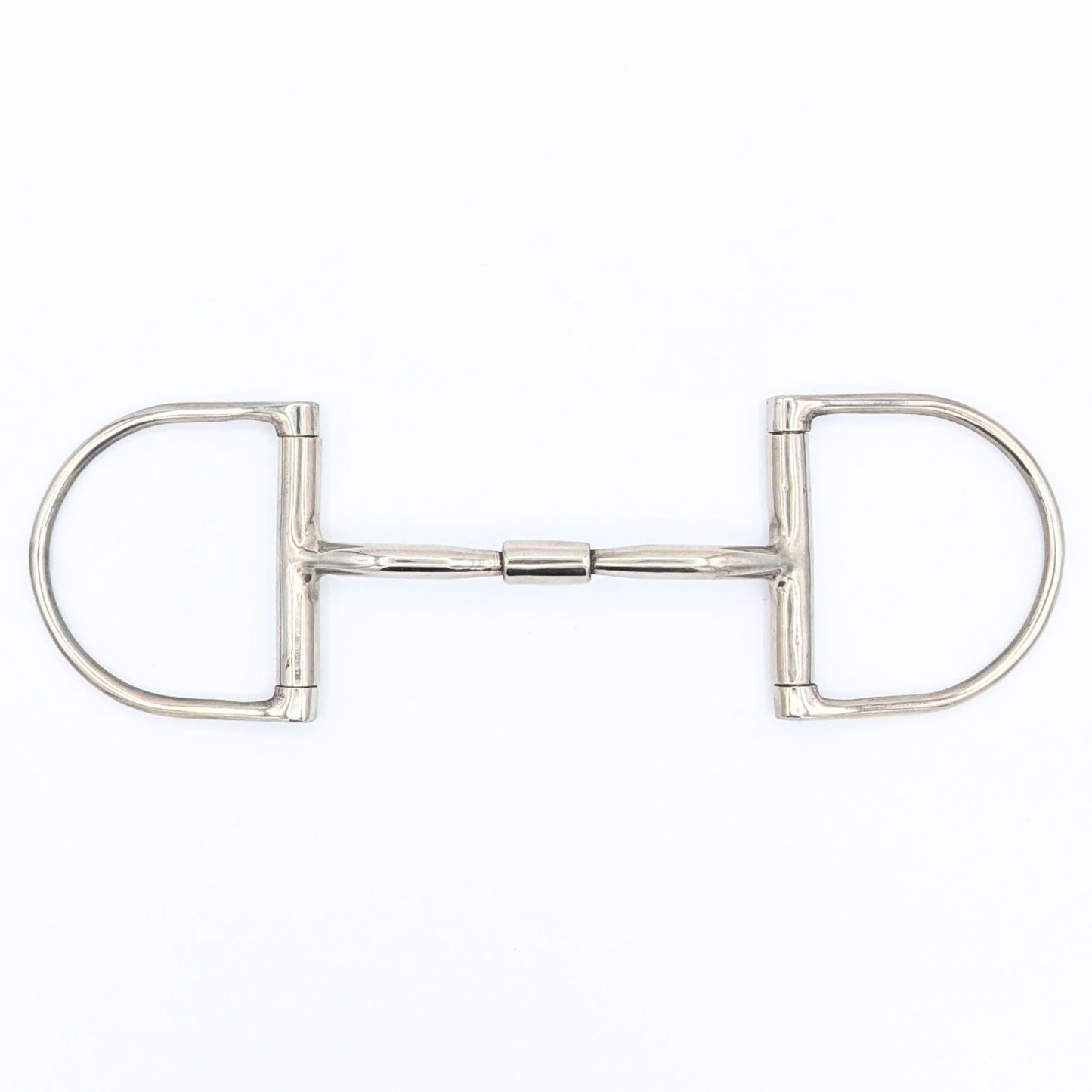 Single‑barrel mullen Hunter Dee bit with curved stainless‑steel mouthpiece and copper inlay, shown against a neutral background.