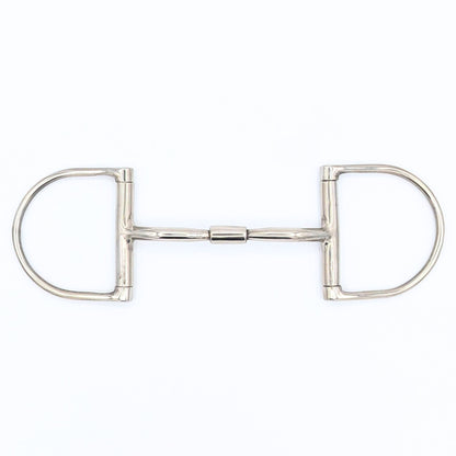 Single‑barrel mullen Hunter Dee bit with curved stainless‑steel mouthpiece and copper inlay, shown against a neutral background.