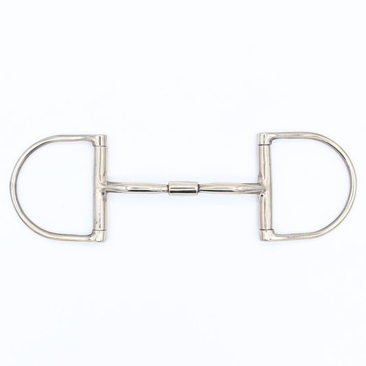 Single‑barrel mullen Hunter Dee bit with curved stainless‑steel mouthpiece and copper inlay, shown against a neutral background.