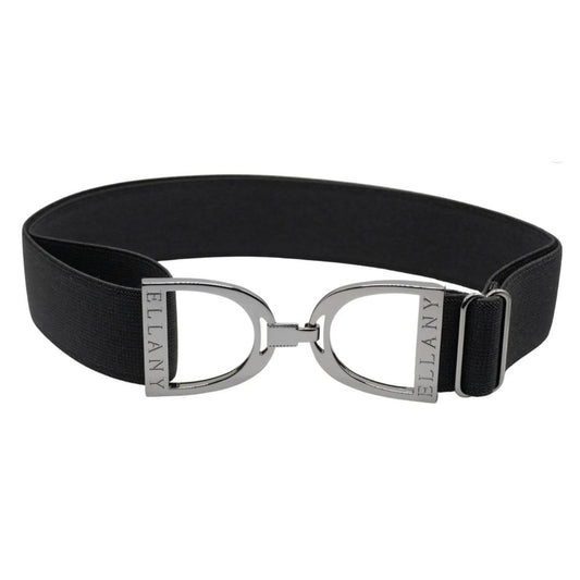 ELLANY 1.5" Gunmetal Stirrup Black Elastic Belt
