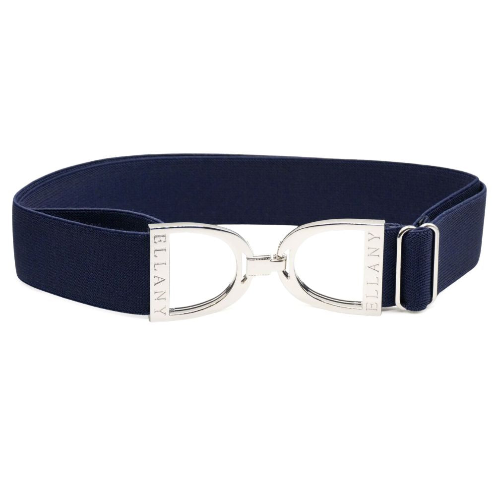 ELLANY 1.5" Silver Stirrup Navy Blue Belt