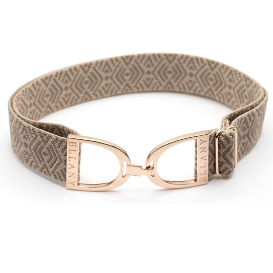 ELLANY 1.5 Rose Gold Buckle Tribal Taupe Elastic Belt
