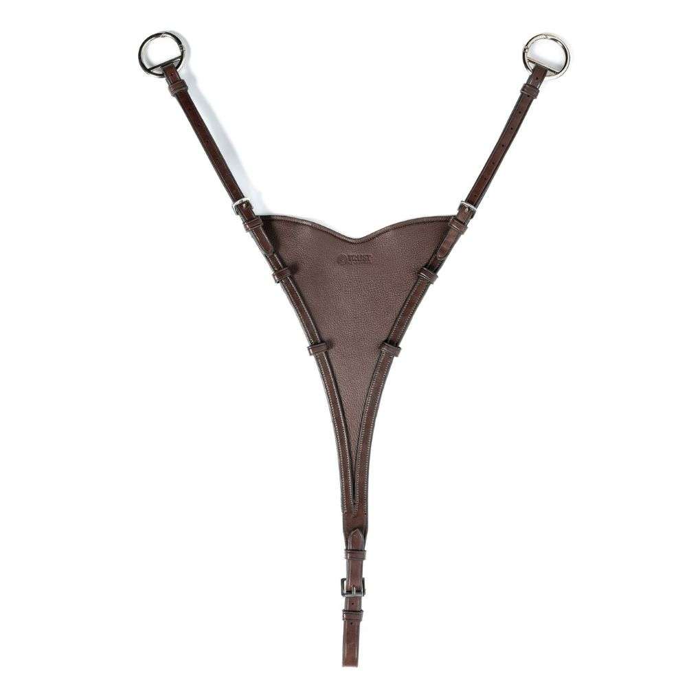 trust milan soft bib martingale attachment brown leather on white background.
